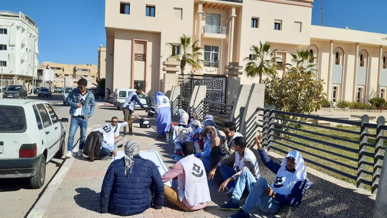 تنسيقية الوعد تنظم معتصم انذاري أمام جهة وادي الذهب