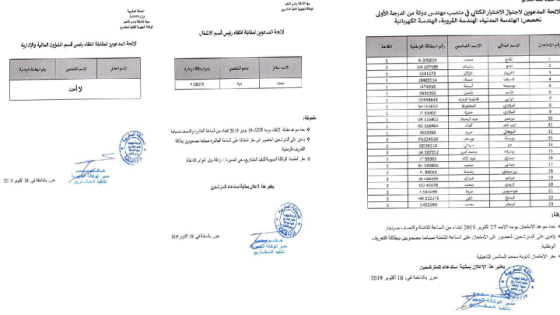 نتائج المدعوين لمقابلات إنتقائية وإختبار كتابي على عدد من المناصب بالوكالة الجهوية لتنفيذ المشاريع
