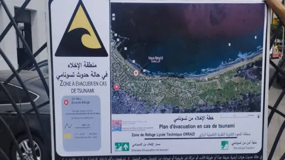 هل سيضرب التسونامي مدينة الجديدة؟؟ ما حقيقة لافتات الإخلاء من التسونامي وسط المدينة؟؟